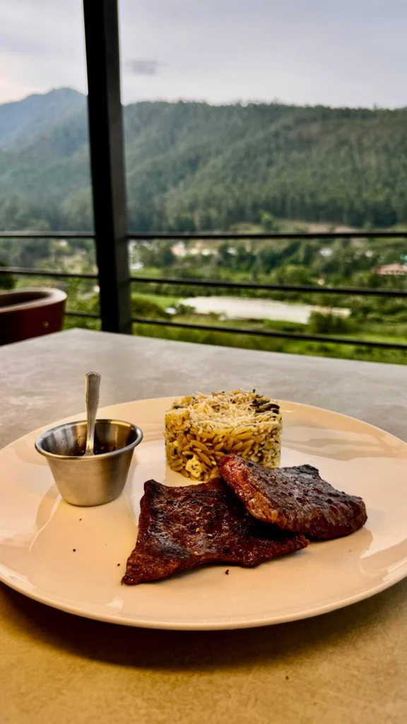Churrasco con orzo en el restaurante Alhambra