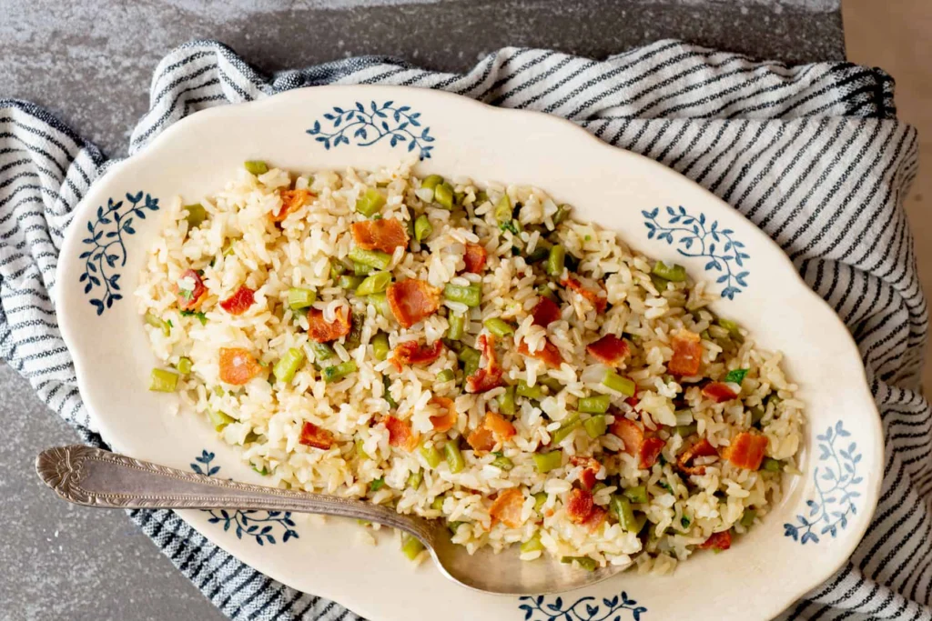 "Moro" de Arroz Integral, Vainitas y Tocineta