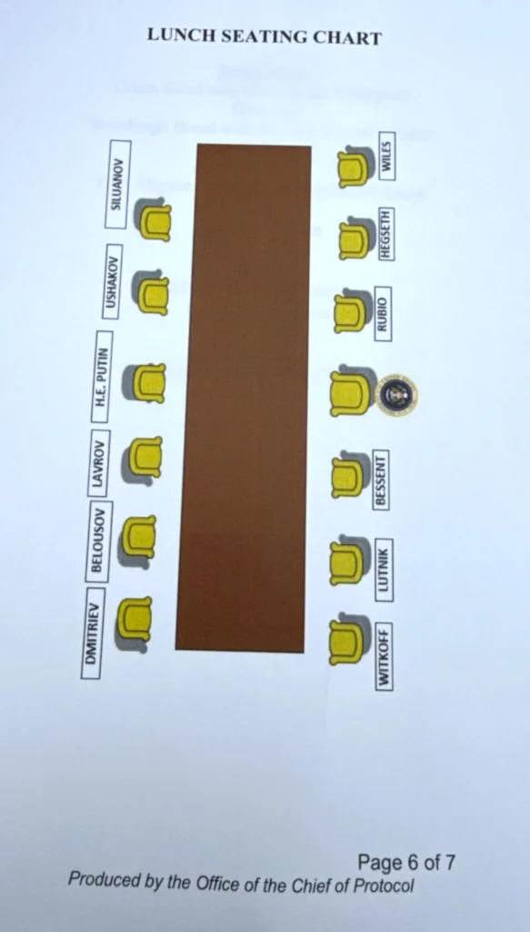 También se filtró un plano de asientos con los dos presidentes centrados alrededor de una mesa estilo sala de juntas.