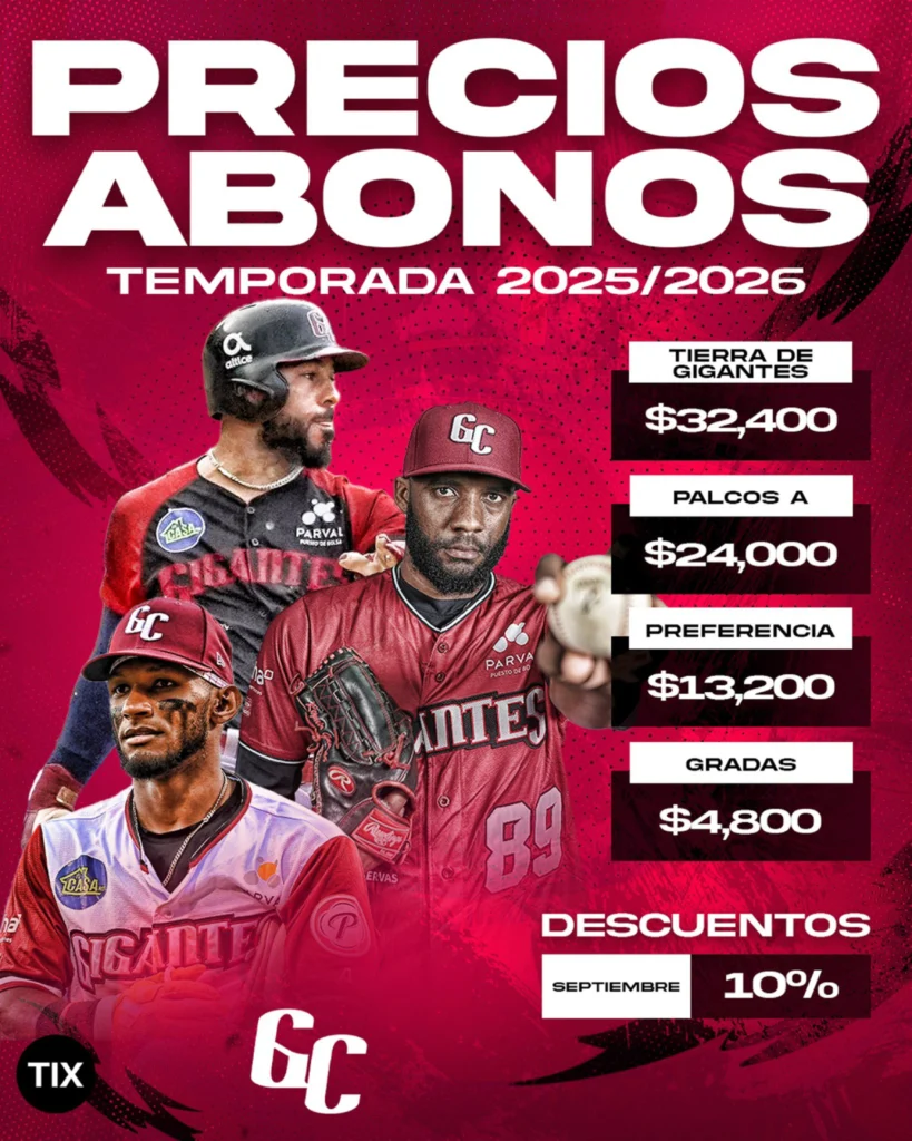 Precios de los abonos de Gigantes del Cibao 2025-2026