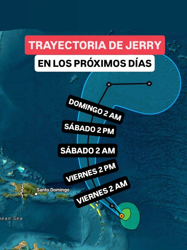 Jerry pasará a unos 640 km al este de Punta Cana