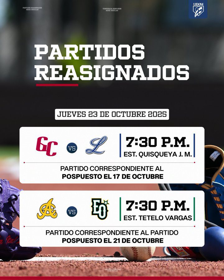 Gigantes vs. Escogido y Águilas vs. Estrellas jugarán este jueves 23.