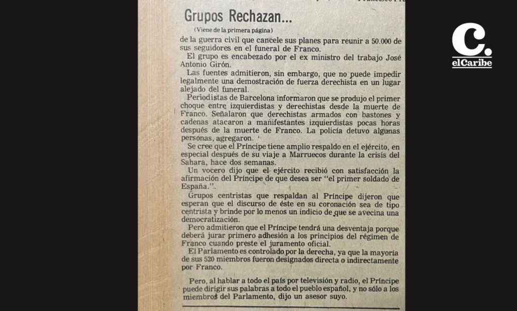 Así vio elCaribe la muerte de Francisco Franco y cómo se recuerda 50 años después