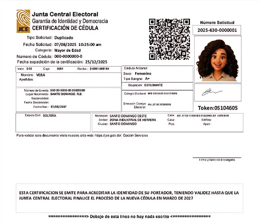 La certificación de cédula se emitirá de forma gratuita