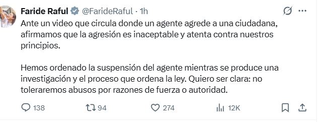 Comunicado de Faride Raful