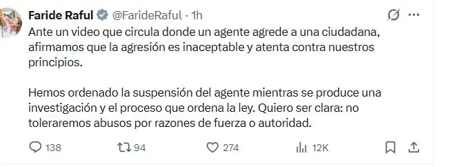 Comunicado de Faride Raful