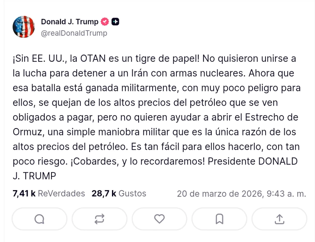 Trump "destroza" a la OTAN en un incendiario mensaje
