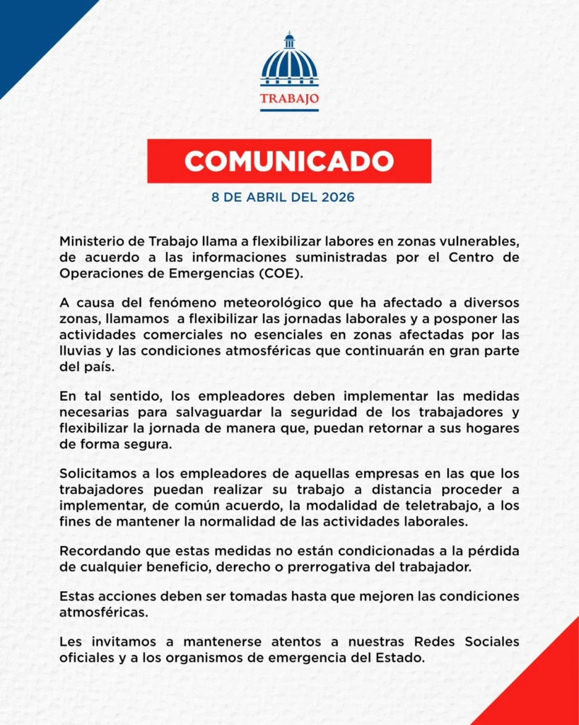 Comunicado de Ministerio de Trabajo