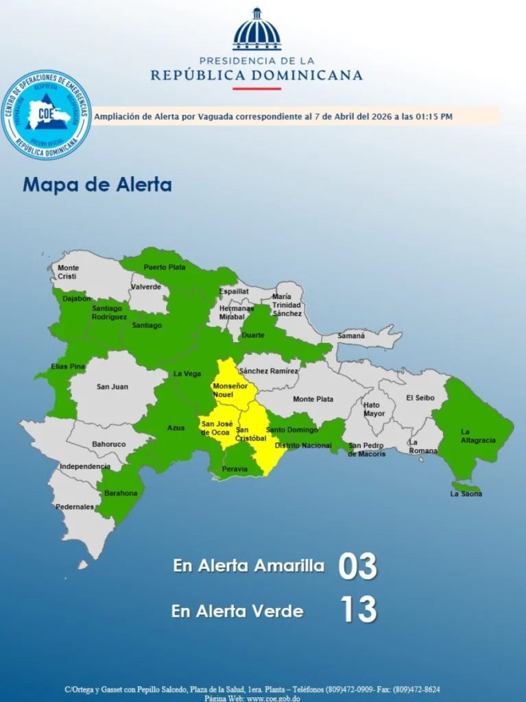 COE reporta caída de 314 milímetros de lluvia en el Gran Santo Domingo