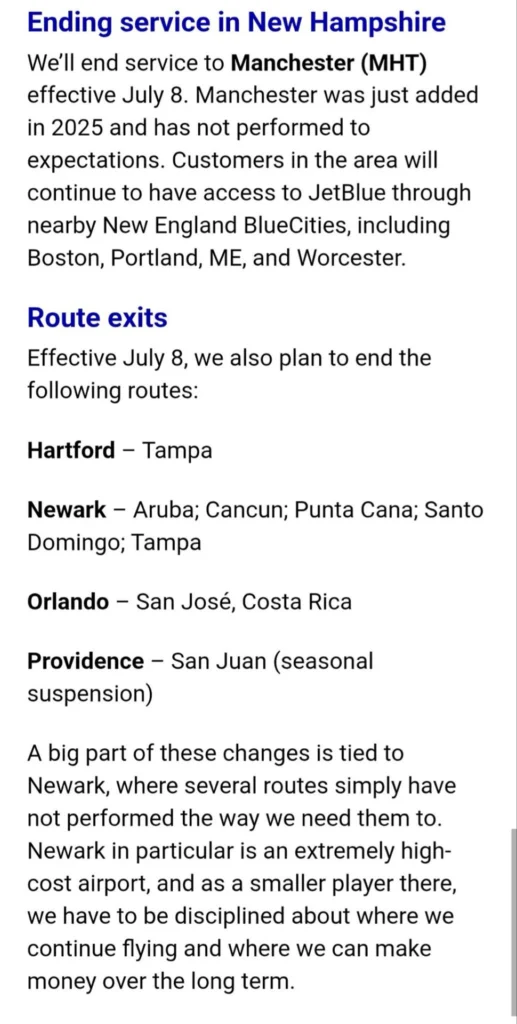 JetBlue suspenderá vuelos Newark-Santo Domingo y Punta Cana