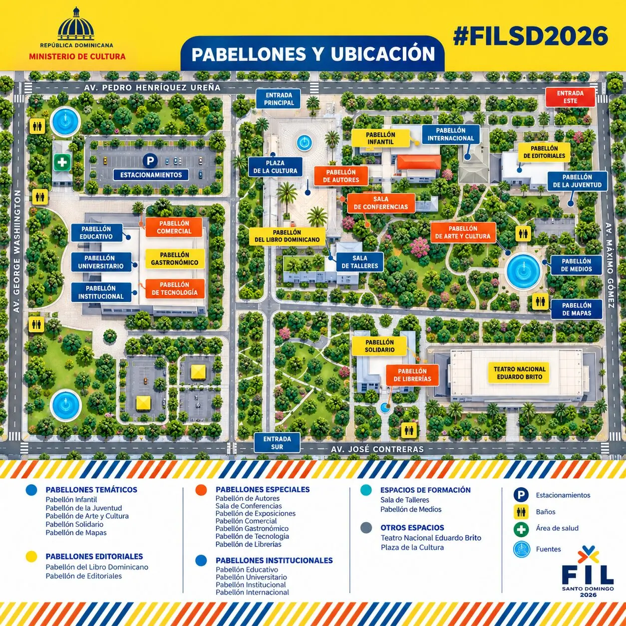 Mapa de la Feria Internacional del Libro Santo Domingo 2026