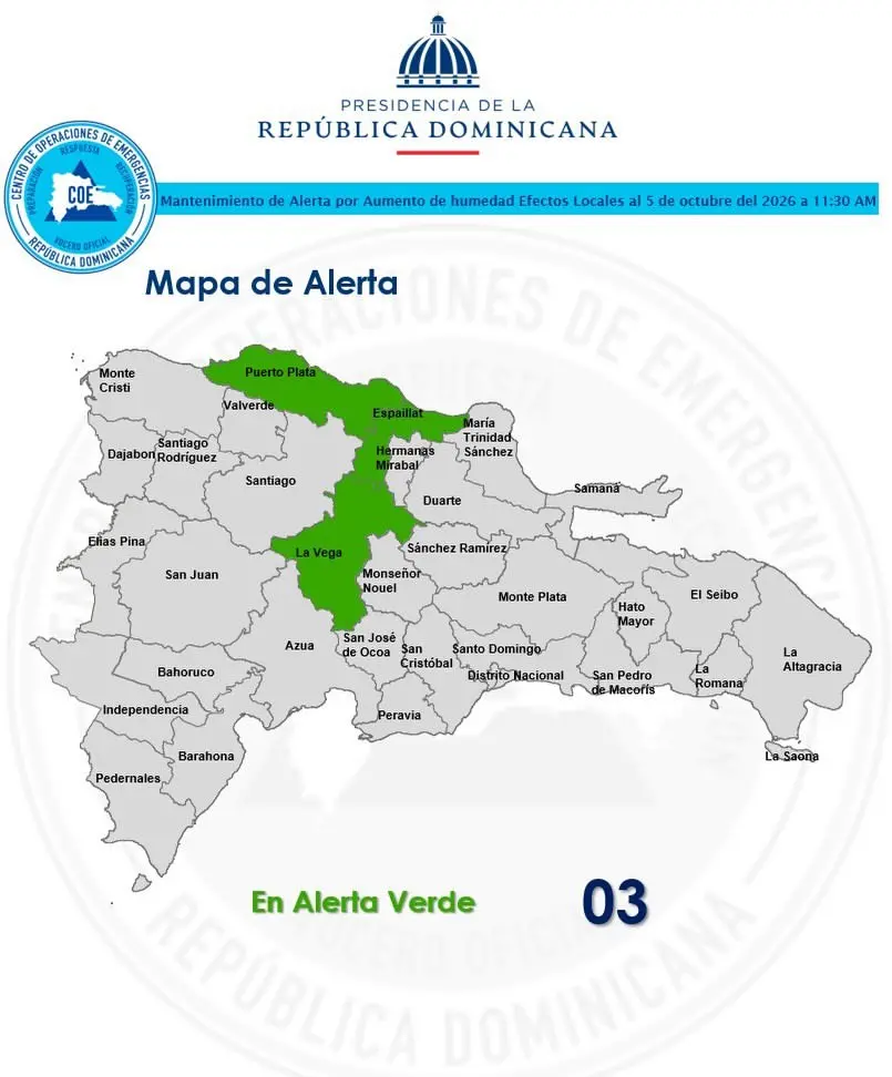 Mapa de alerta del COE